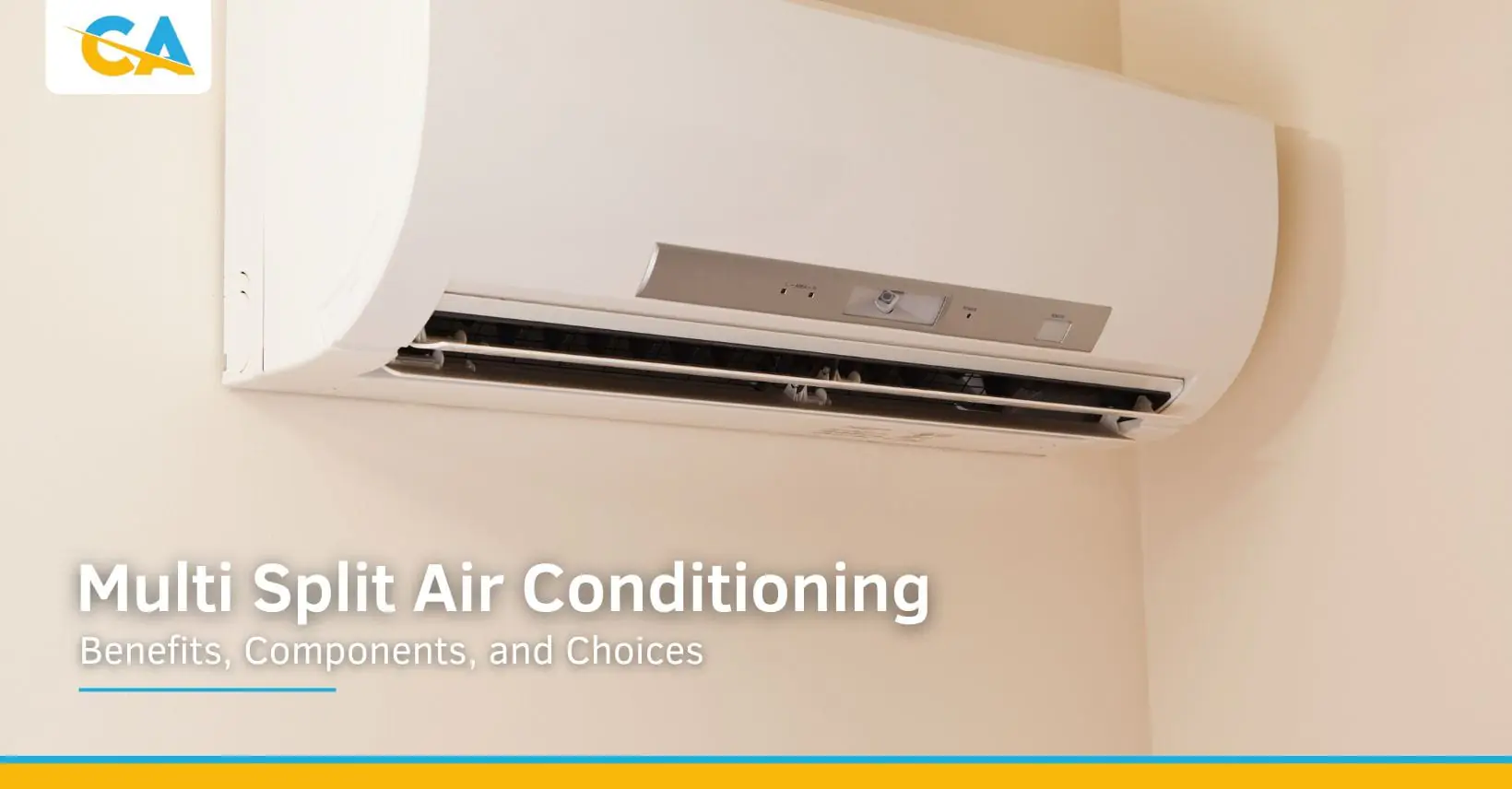 Multi split air conditioning guide White wall-mounted indoor air conditioning unit in a room