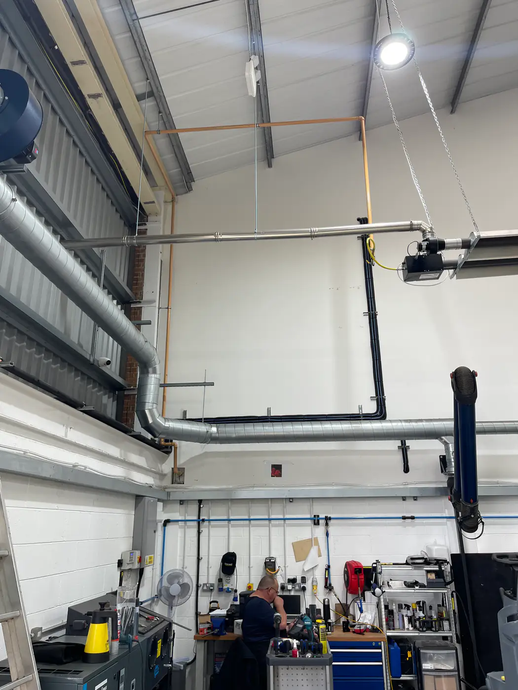 Commercial air conditioning by our Manchester engineers Pipework and air conditioning installation in an industrial unit