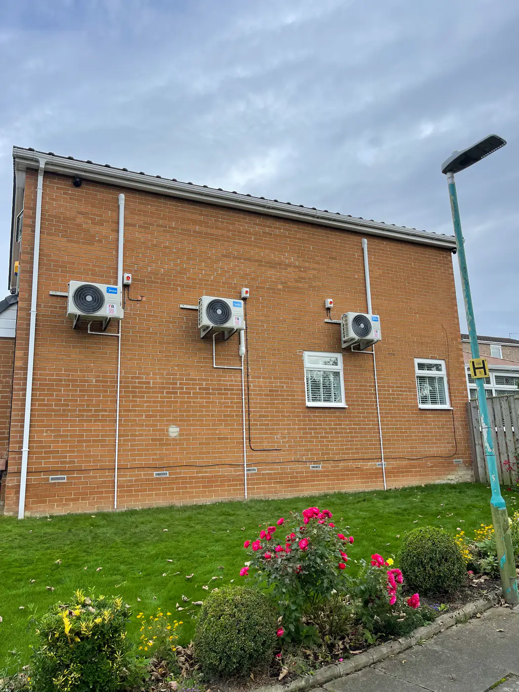 Outdoor air conditioning units on an office building